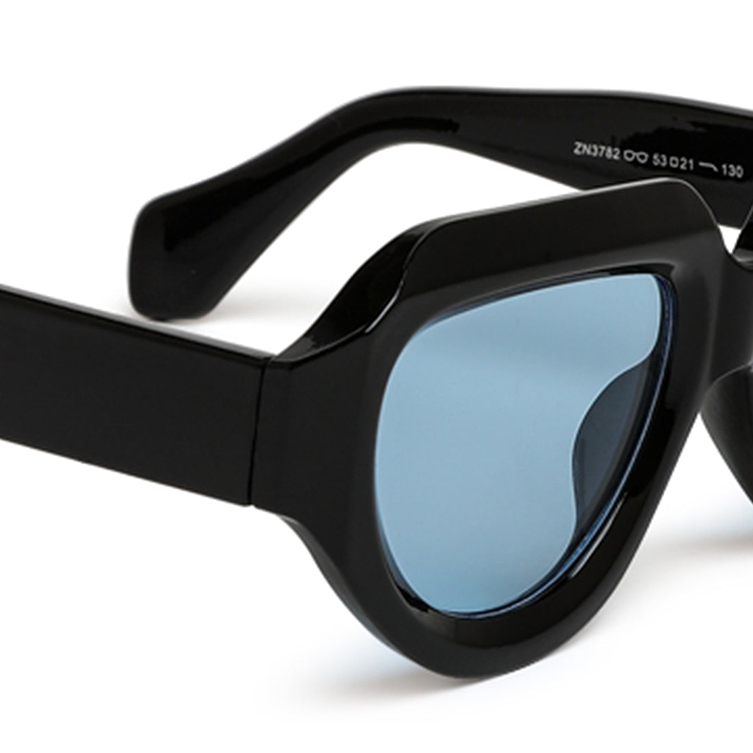 retro thick rim sunglasses#color_black-blue