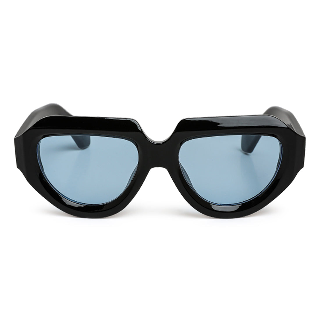 retro thick rim sunglasses#color_black-blue