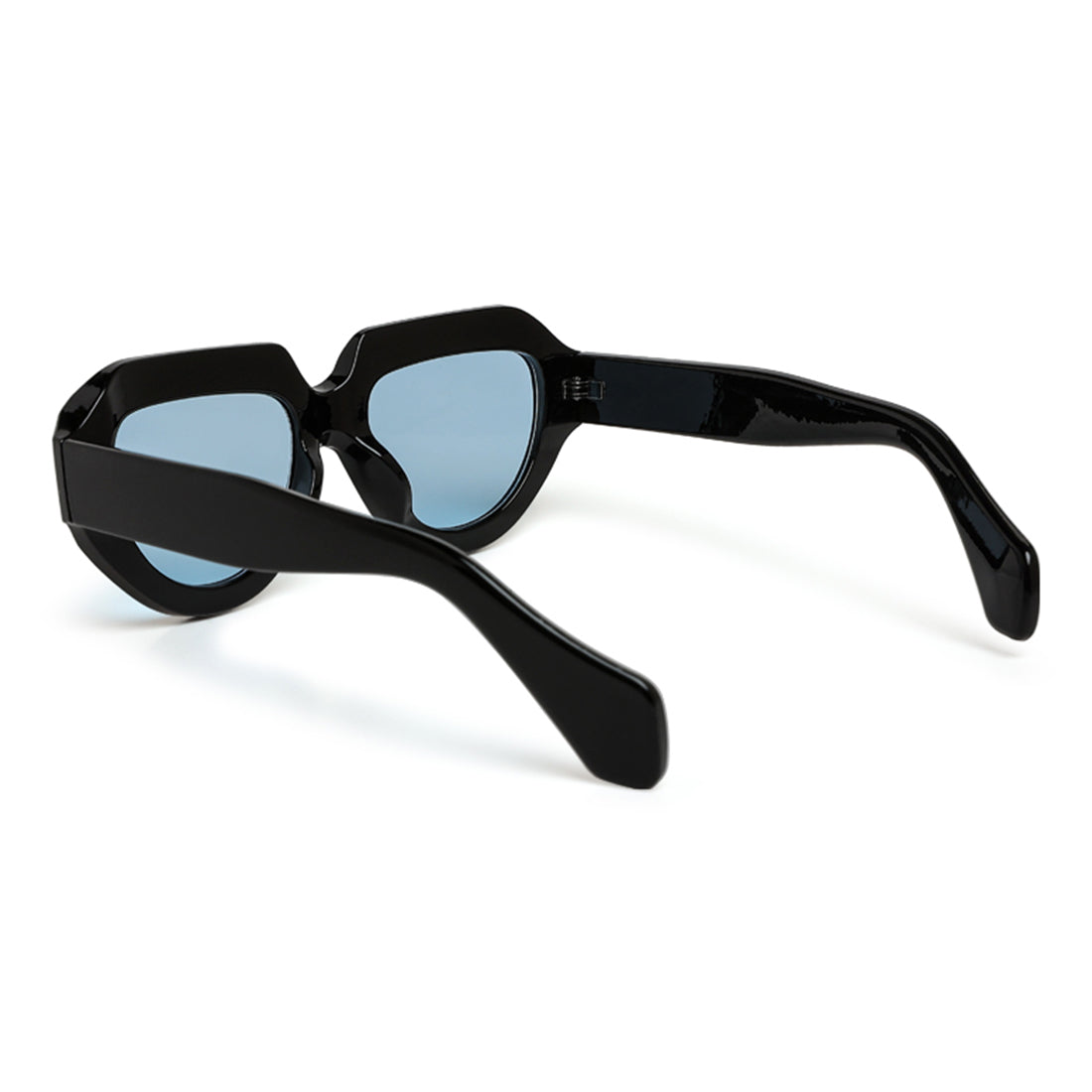 retro thick rim sunglasses#color_black-blue