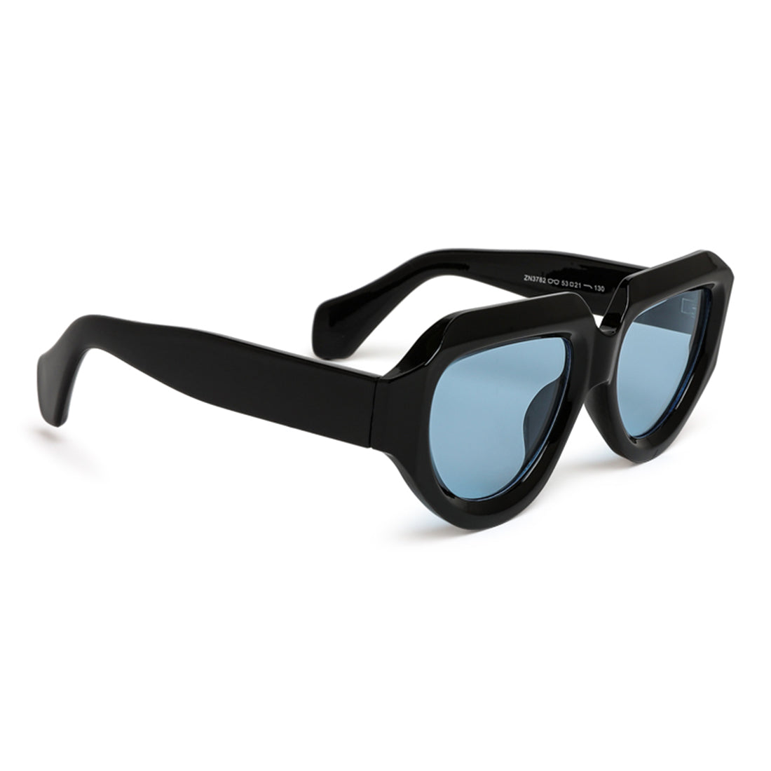 retro thick rim sunglasses#color_black-blue