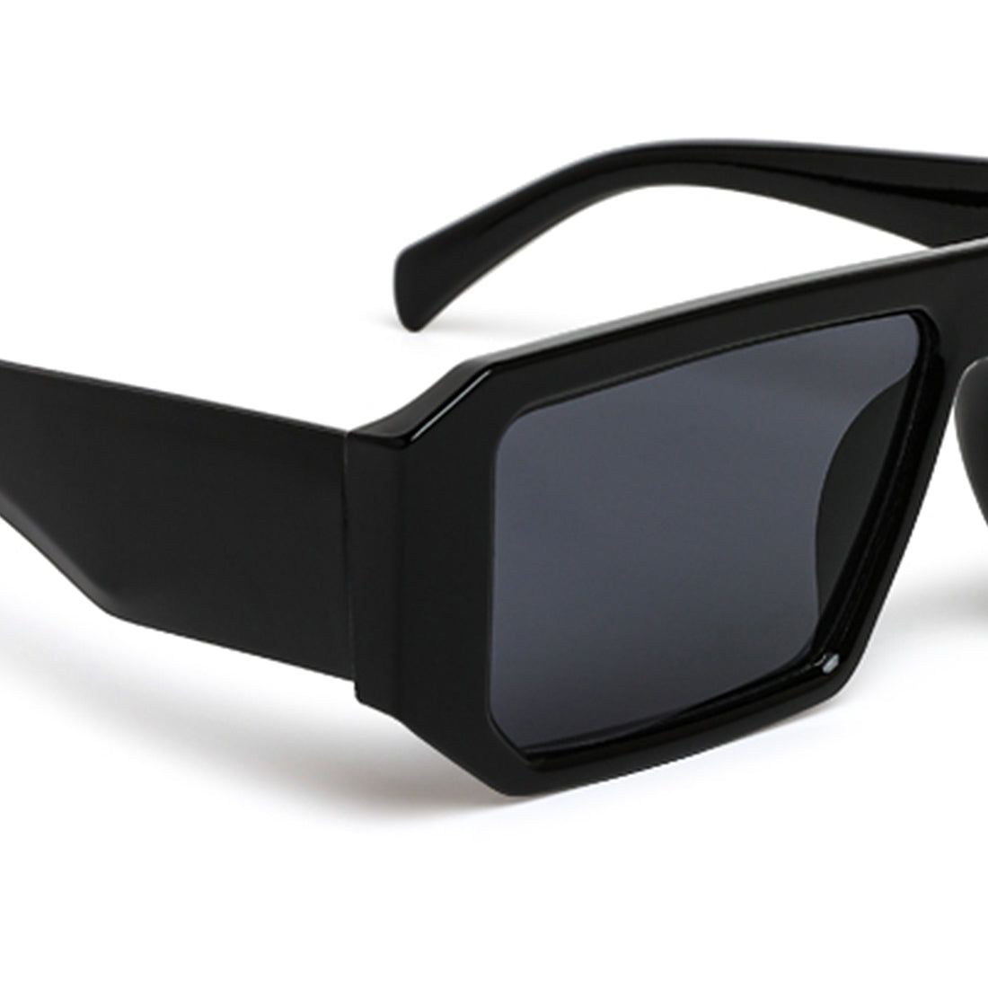 flat bridge rectangular sunglasses#color_black