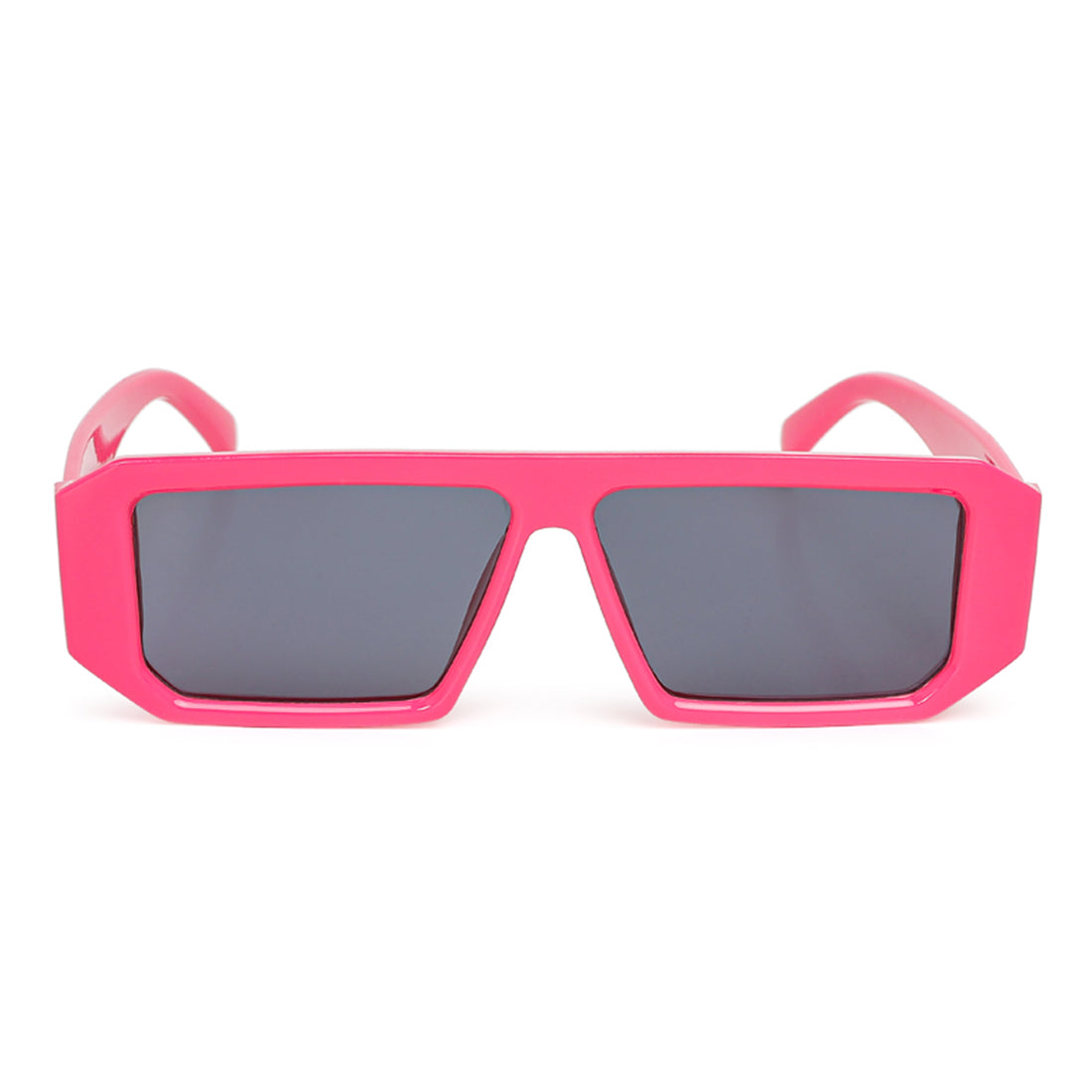 flat bridge rectangular sunglasses#color_rose-red
