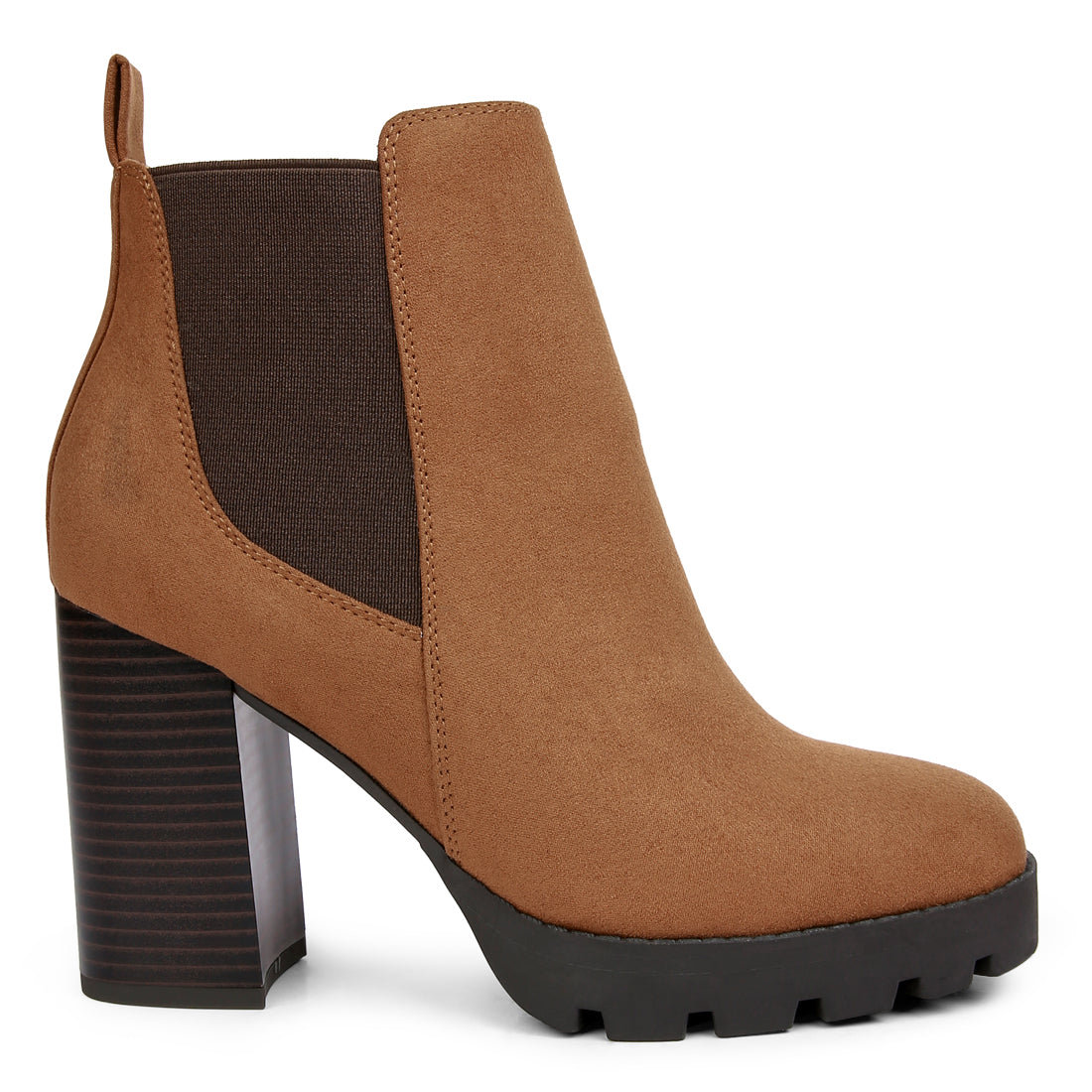 Tan Block Heeled Boot