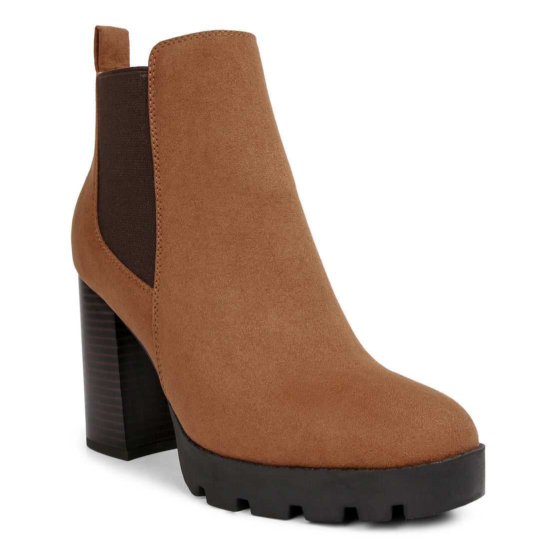 Tan Block Heeled Boot