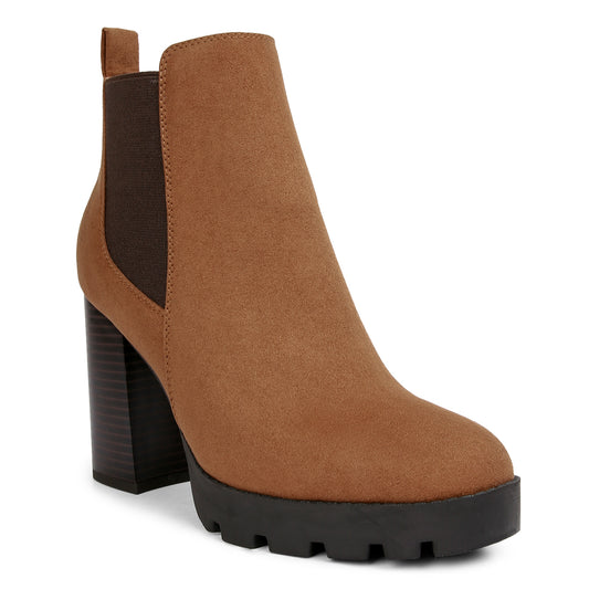 Tan Block Heeled Boot