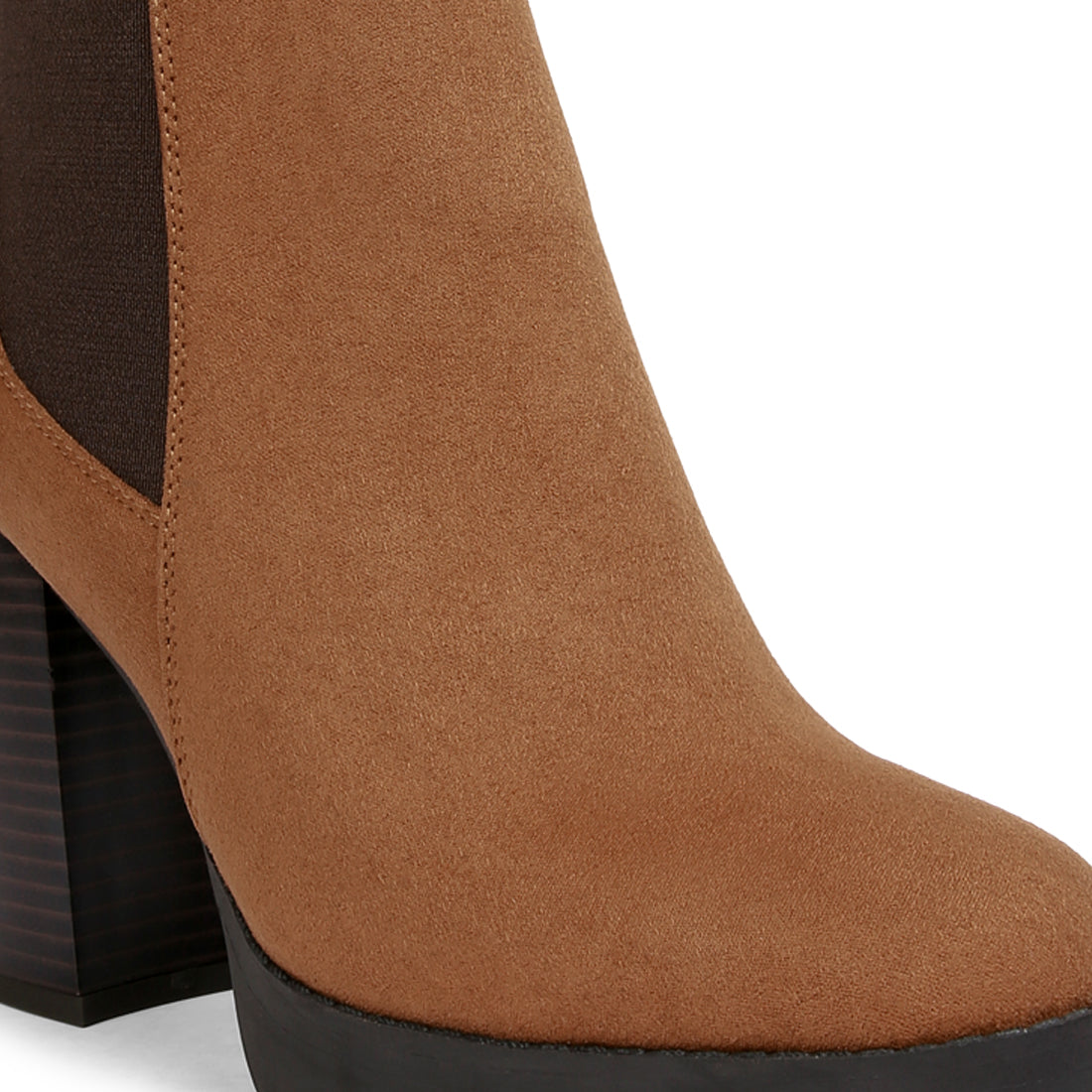 Tan Block Heeled Boot