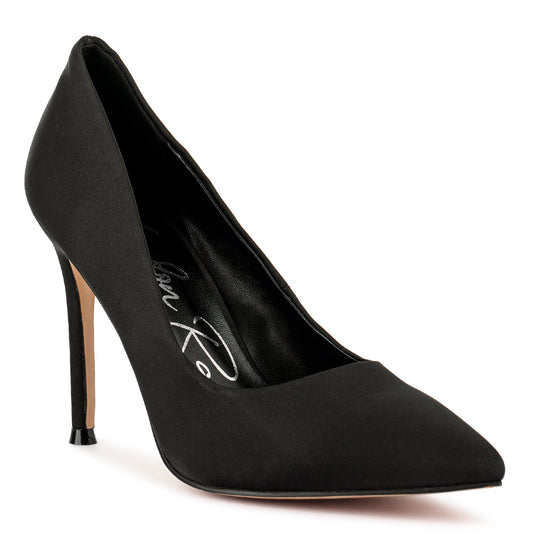 Black Satin Stiletto Pumps
