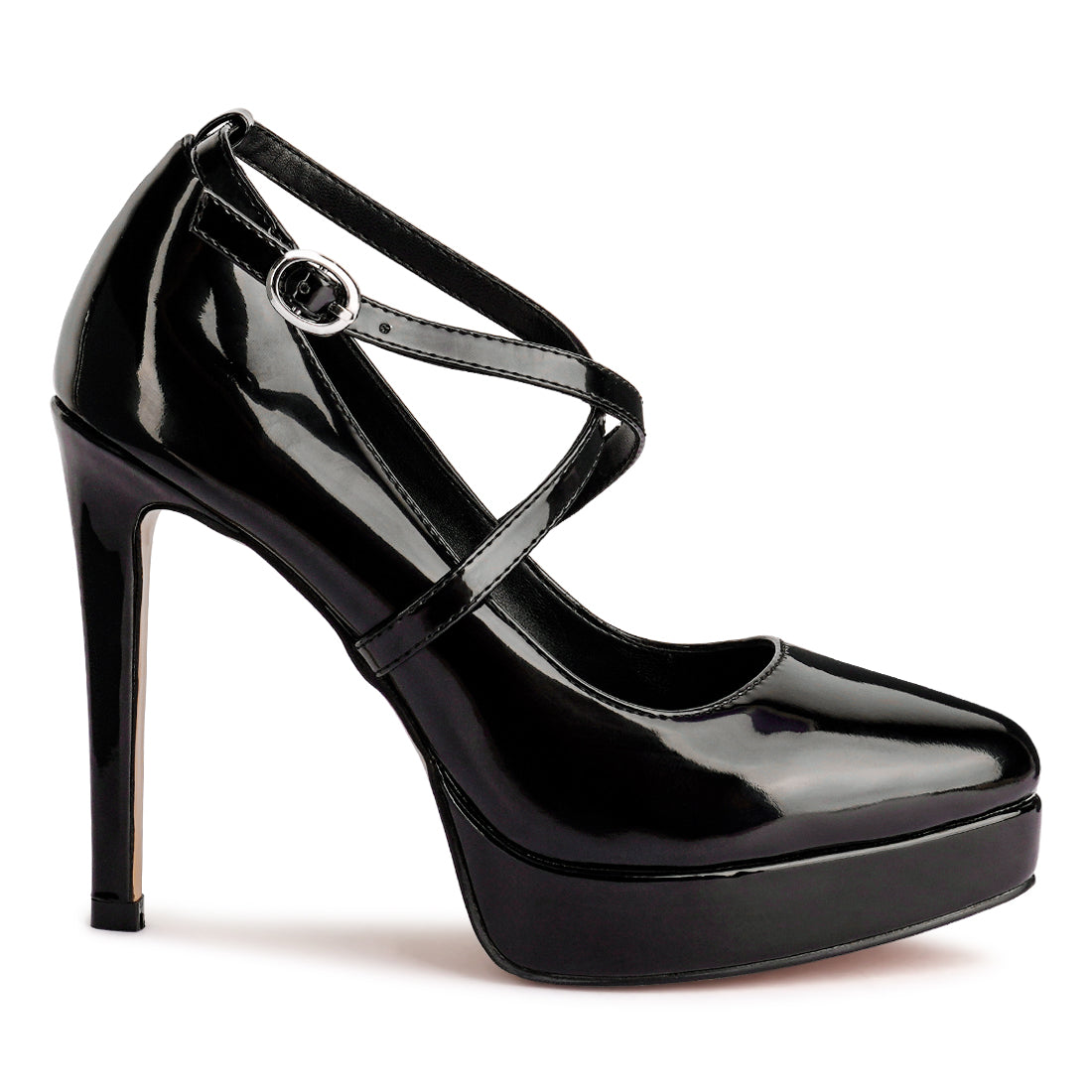 Black High Heel Cross Strapped Stiletto Sandal