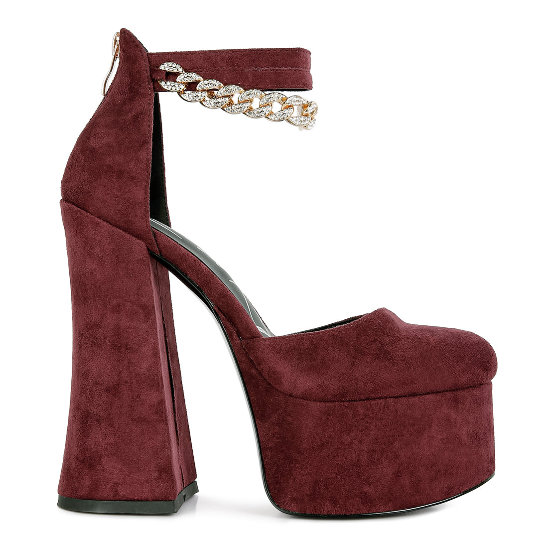 block platform sandal with metal chain#color_burgundy