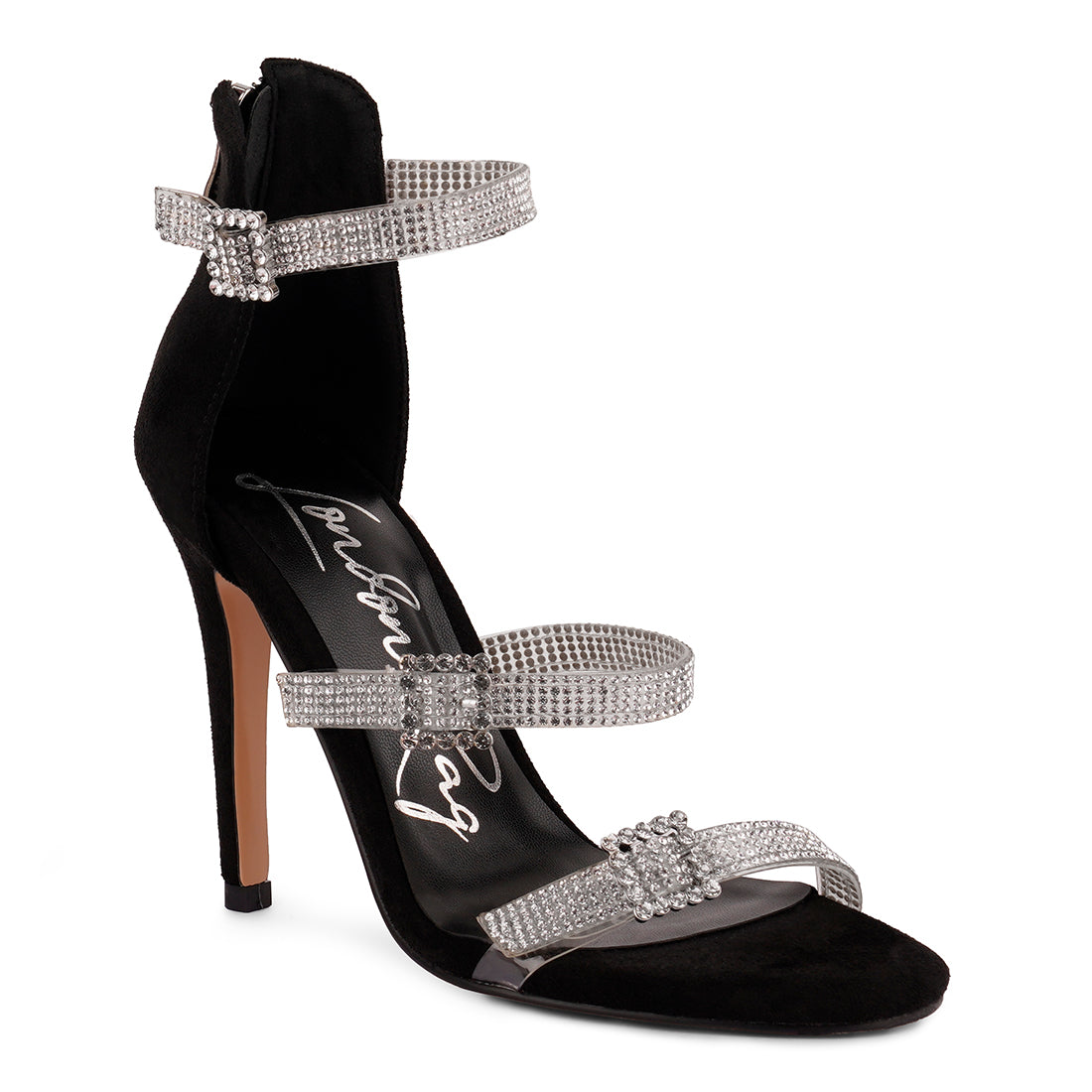 Black Ines Bling Strap High Heel Sandals