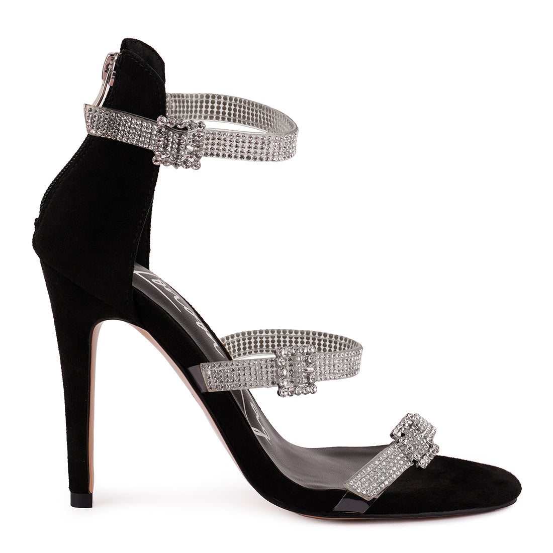 Black Ines Bling Strap High Heel Sandals