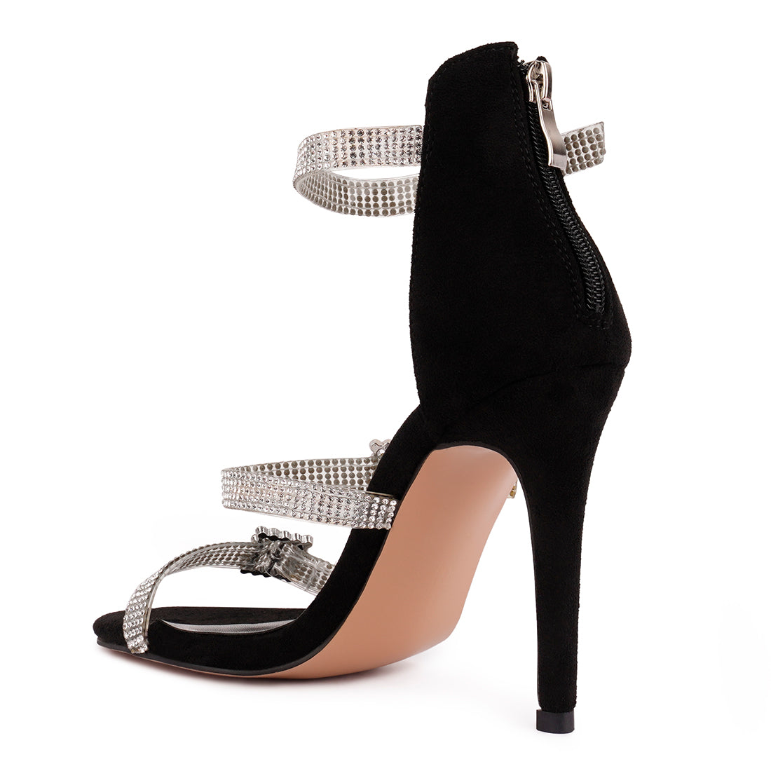 Black Ines Bling Strap High Heel Sandals
