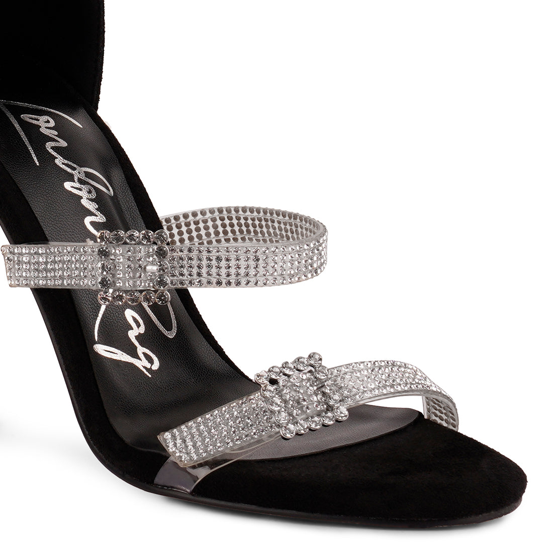 Black Ines Bling Strap High Heel Sandals