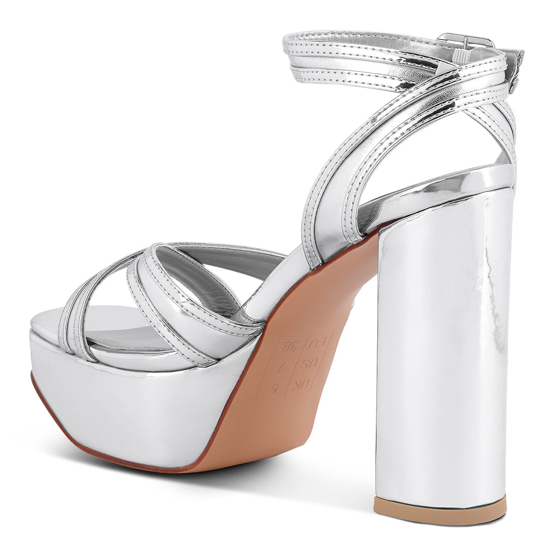 Platform Heeled Sandals in Silver
