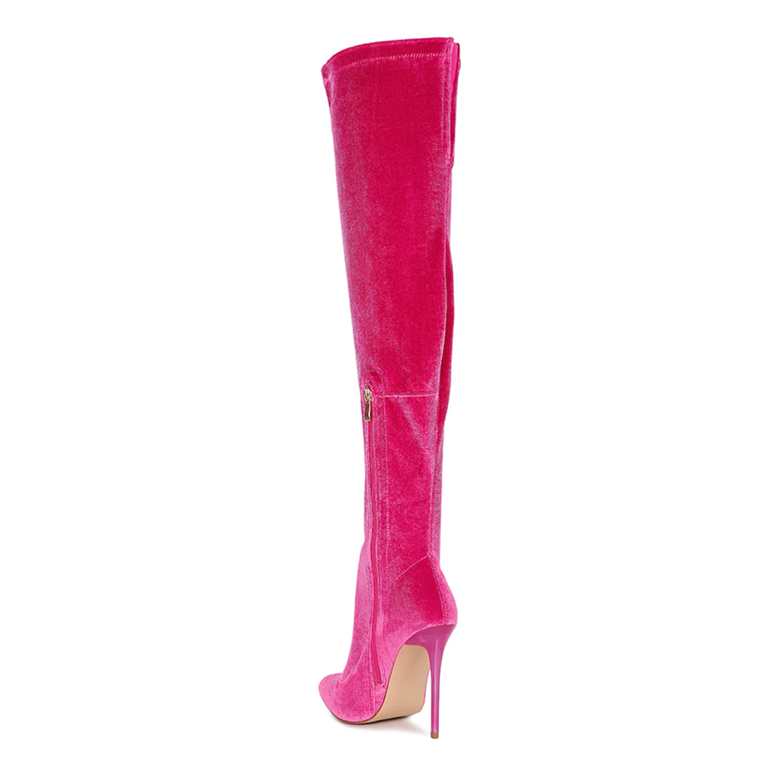 madmam strerch high heel velvet boot#color_fuchsia