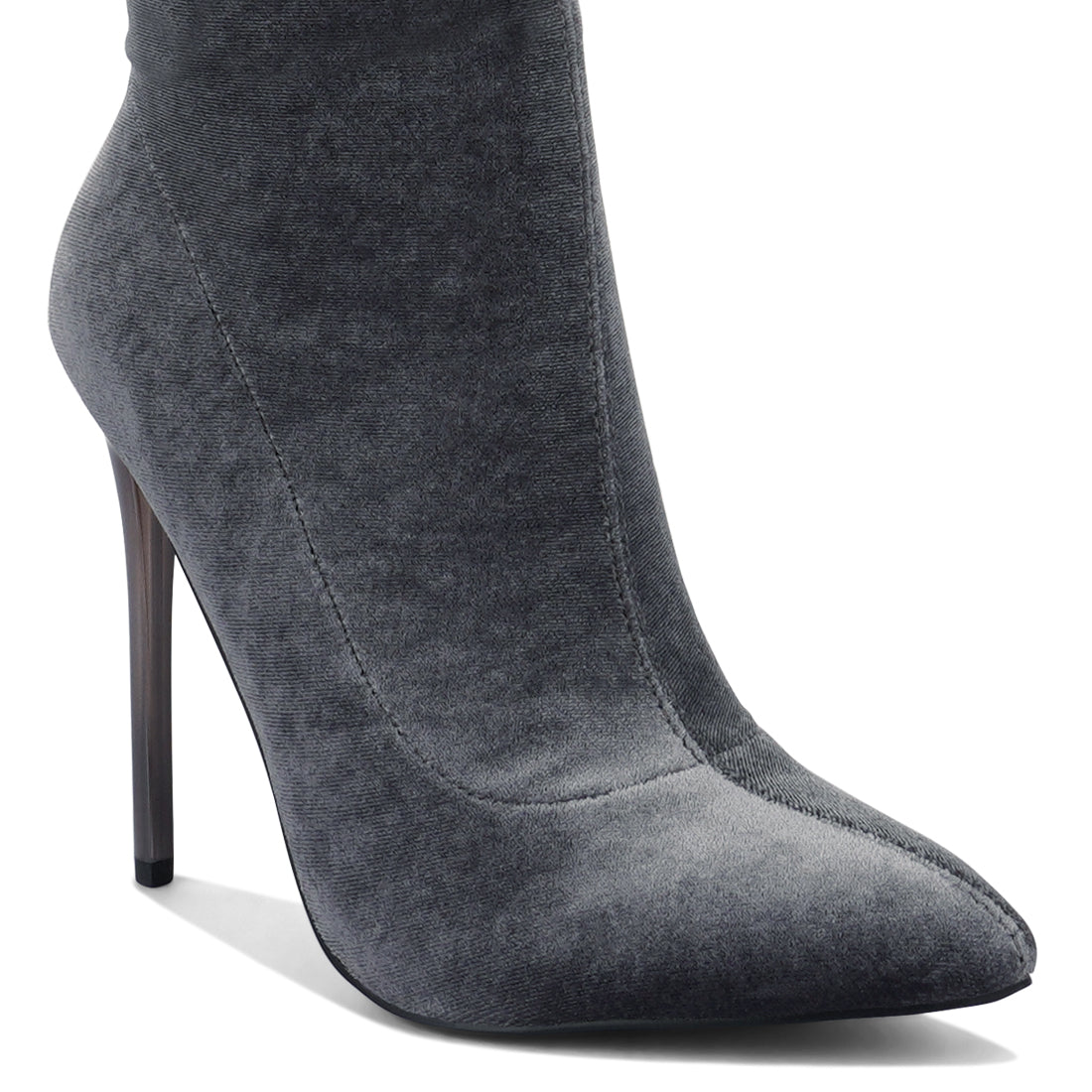 madmam strerch high heel velvet boot#color_grey