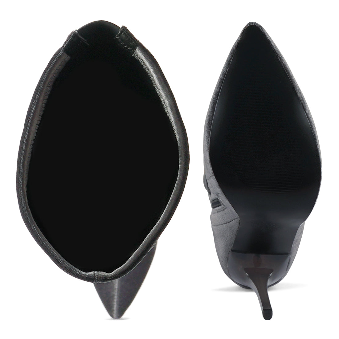 madmam strerch high heel velvet boot#color_grey