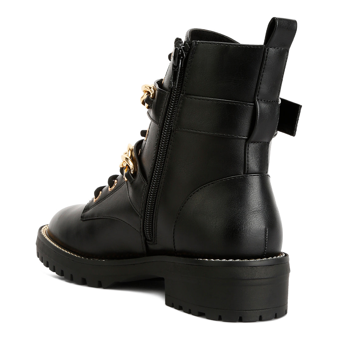 Metal Chain Detail Biker Boot