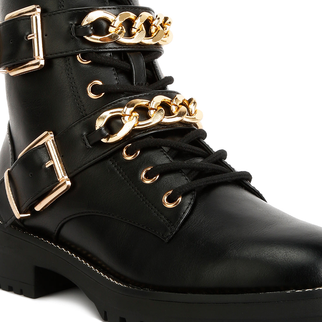 Metal Chain Detail Biker Boot