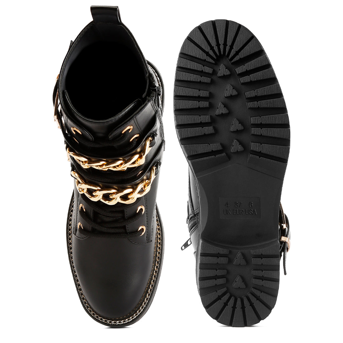 Metal Chain Detail Biker Boot