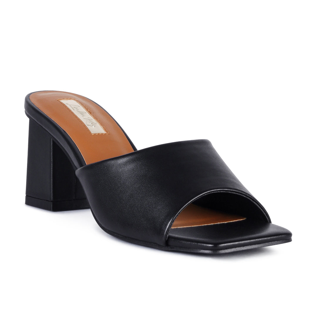 Square Toe Block Slides in Black