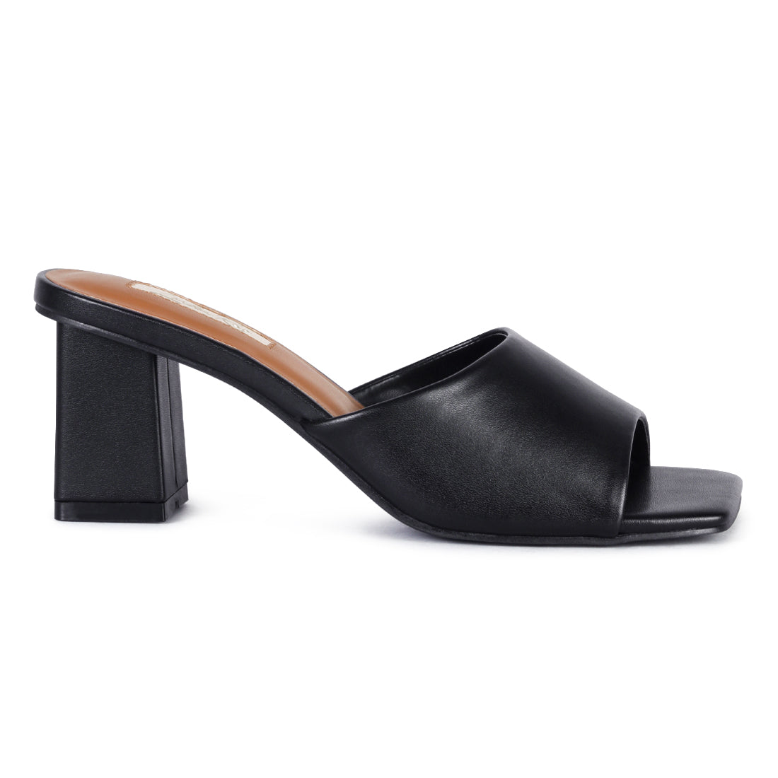 Square Toe Block Slides in Black