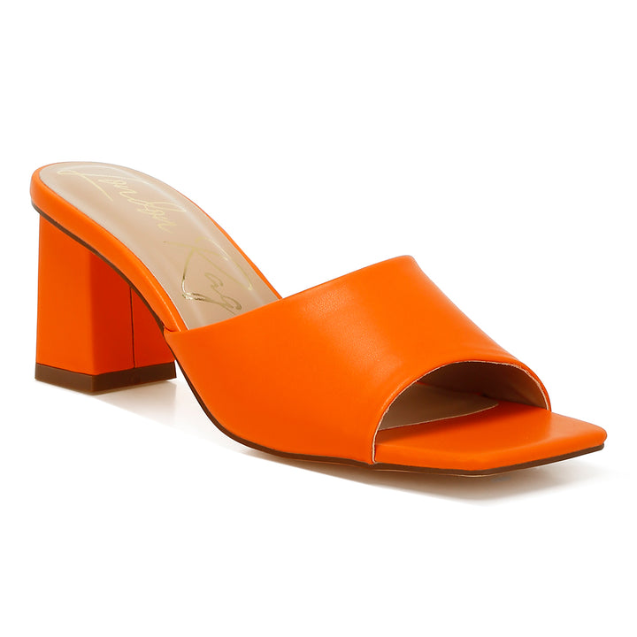 faux leather block heel sandals#color_orange