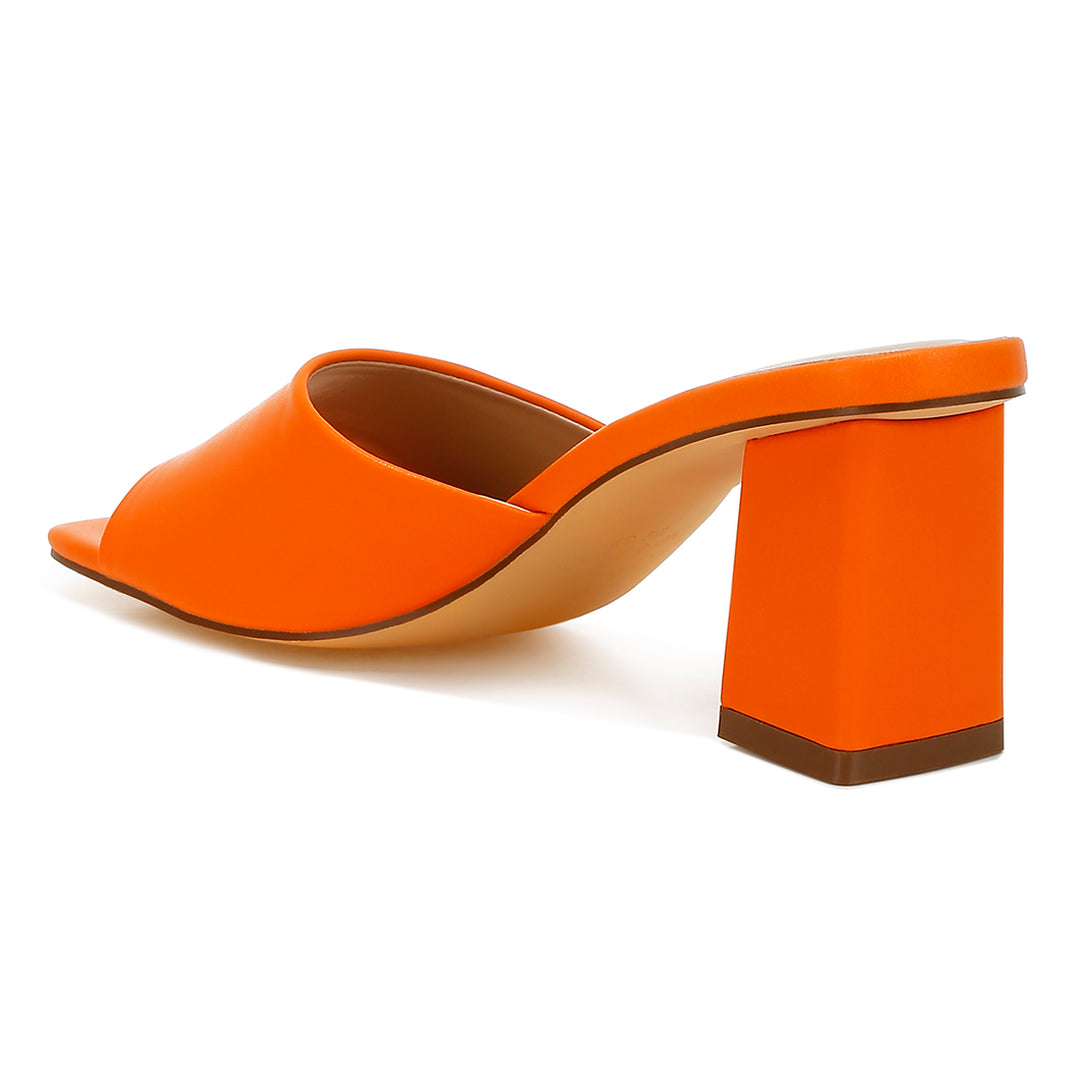 faux leather block heel sandals#color_orange