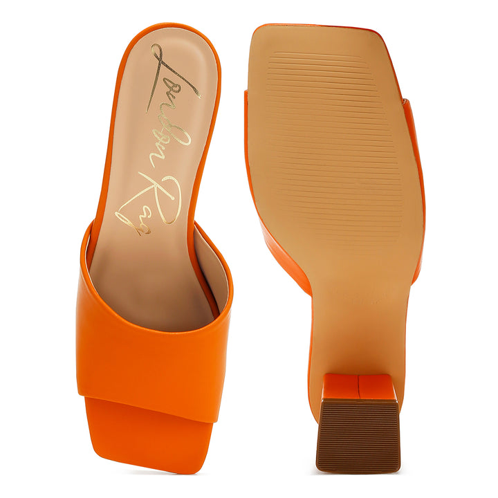 faux leather block heel sandals#color_orange