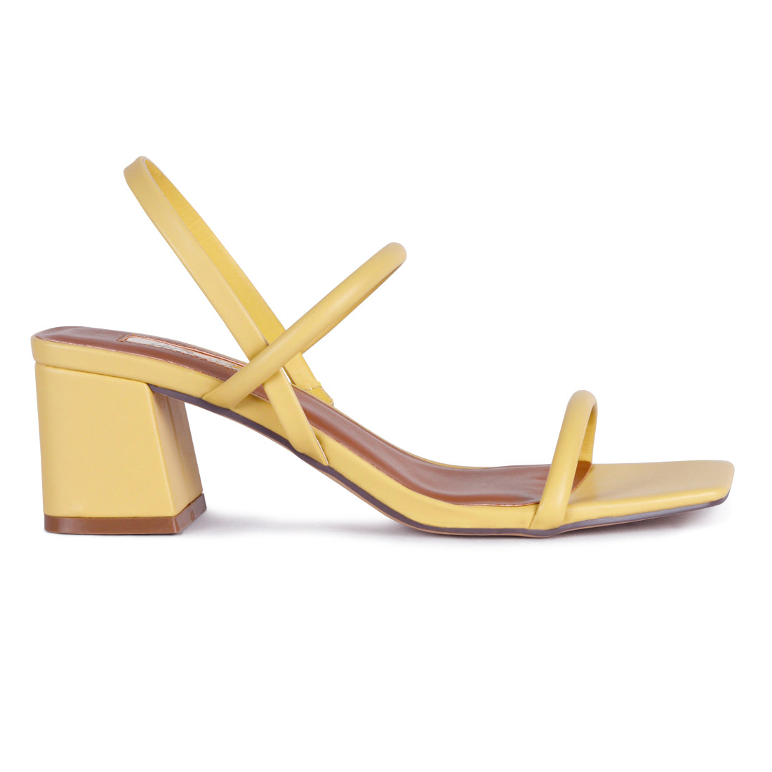 Square Toe Block Heeled Sandal in Yellow