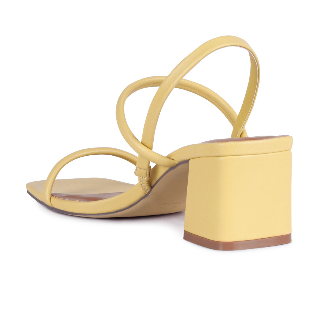Square Toe Block Heeled Sandal in Yellow