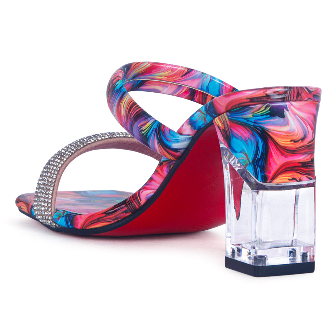 Transparent Block Heeled Sandal in Pink