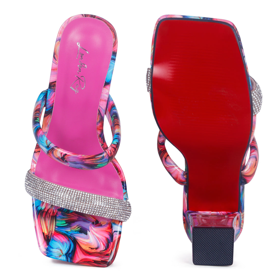 Transparent Block Heeled Sandal in Pink