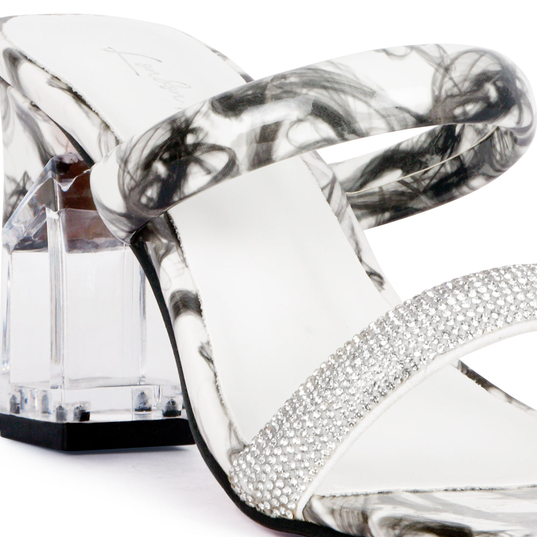 Transparent Block Heeled Sandal in White