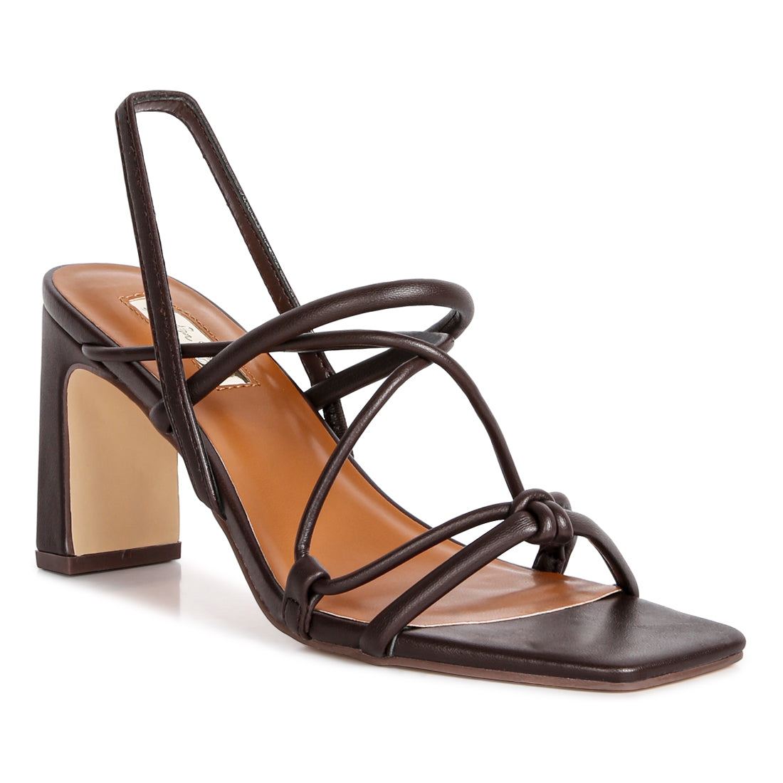 two strings slingback mid heel block sandals#color_brown