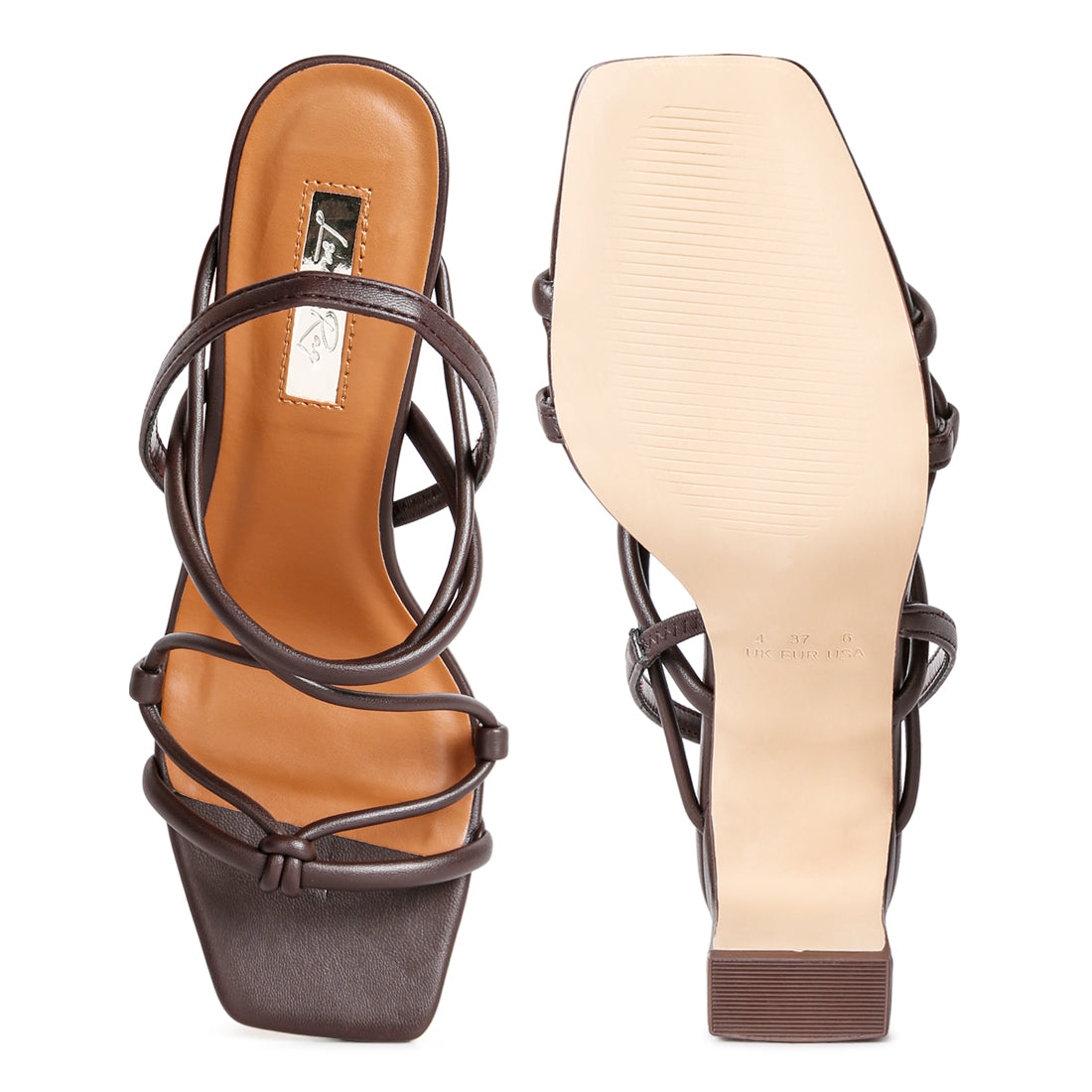 two strings slingback mid heel block sandals#color_brown
