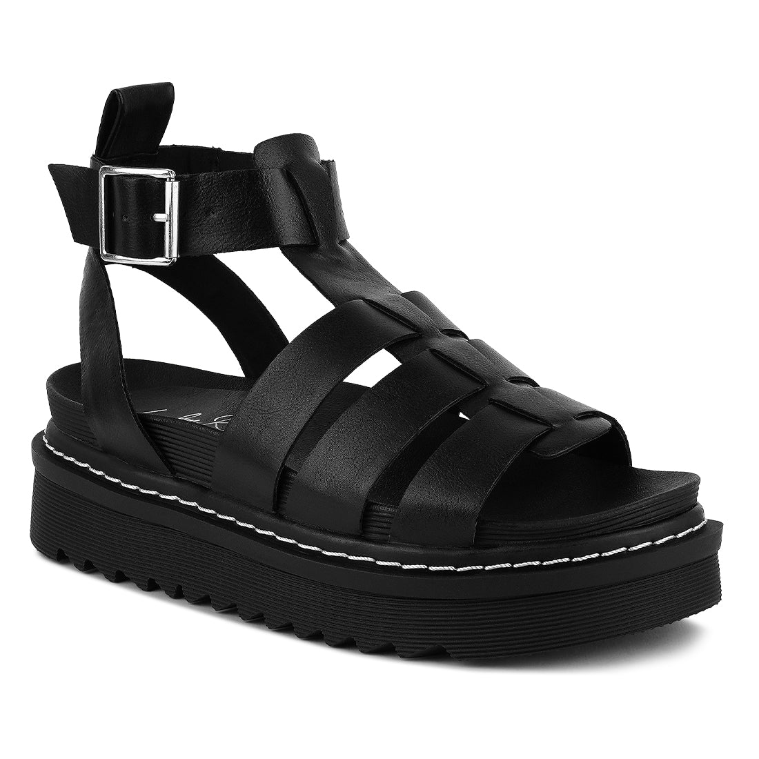 Black Vega Platform Gladiator Sandals