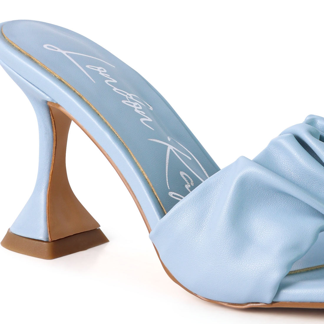 Blue Spool Heeled Ruched Sandals