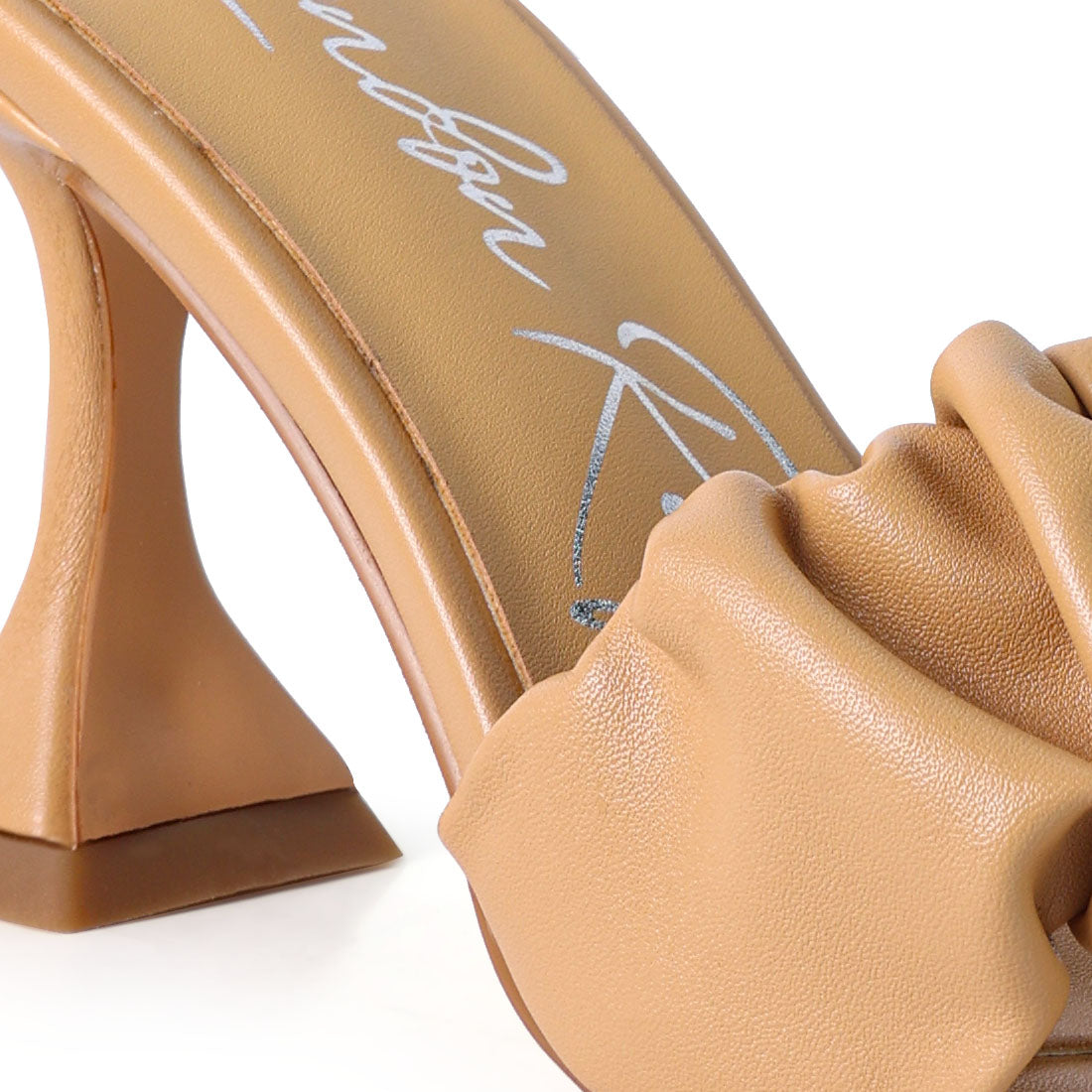 Nude Spool Heeled Ruched Sandals