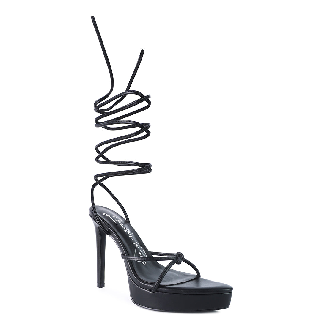 Black High Heel Lace Up Sandals