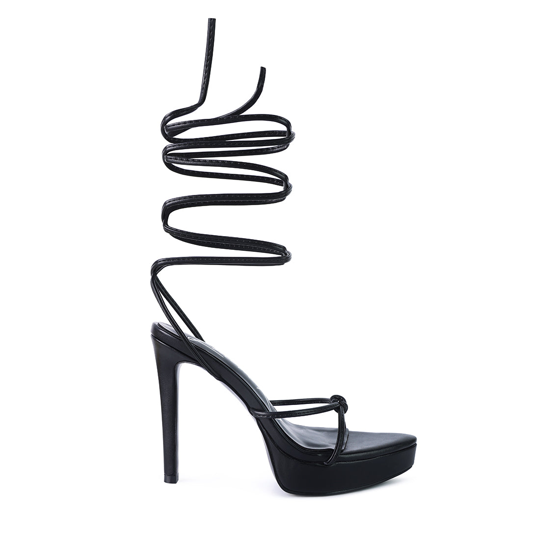 Black High Heel Lace Up Sandals