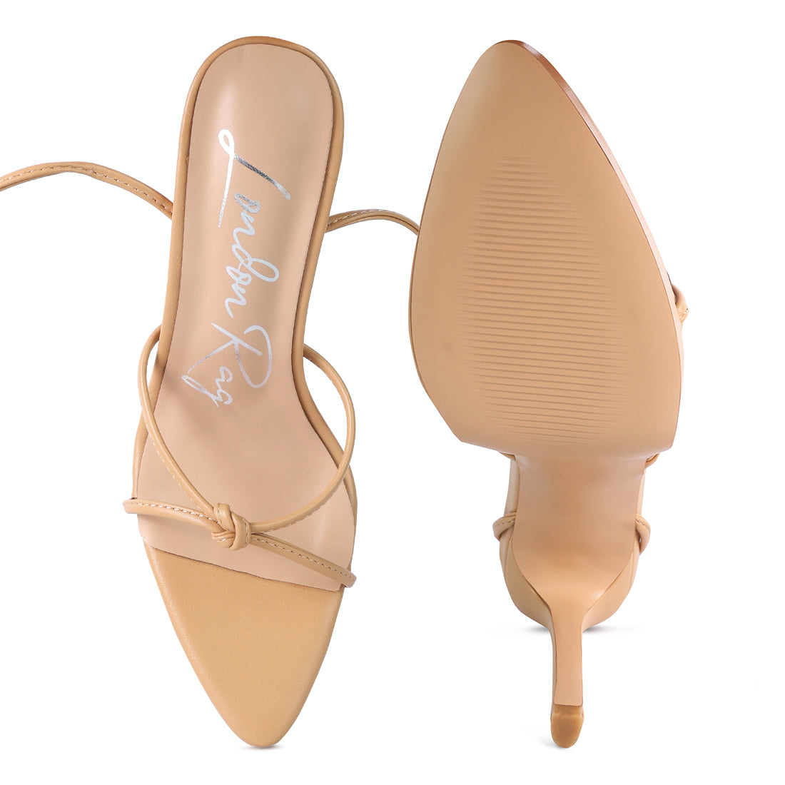 Beige High Heel Lace Up Sandals