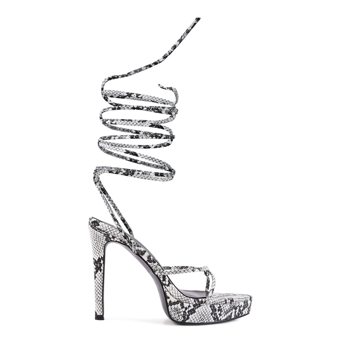 White High Heel Lace Up Sandals