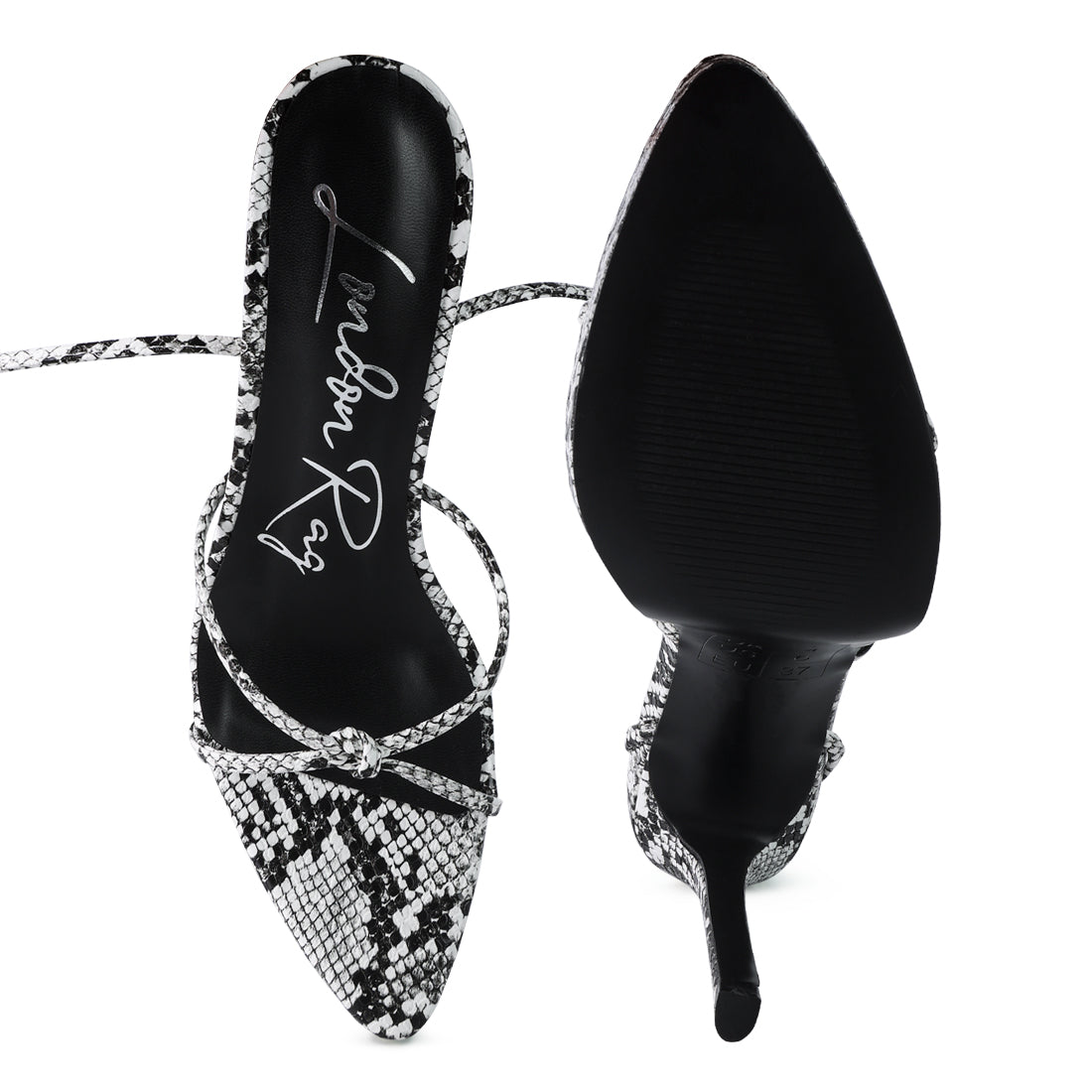 White High Heel Lace Up Sandals