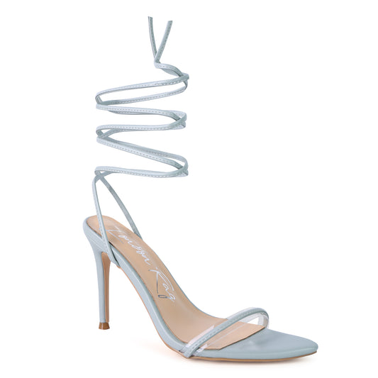 Blue High Heel Lace Up Sandals