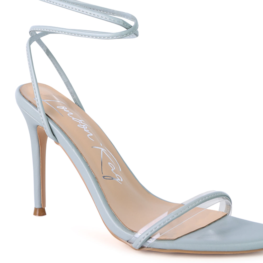 Blue High Heel Lace Up Sandals