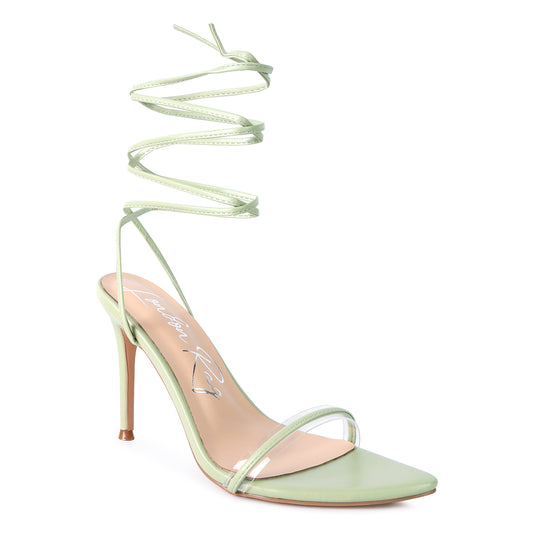 Mint High Heel Lace Up Sandals