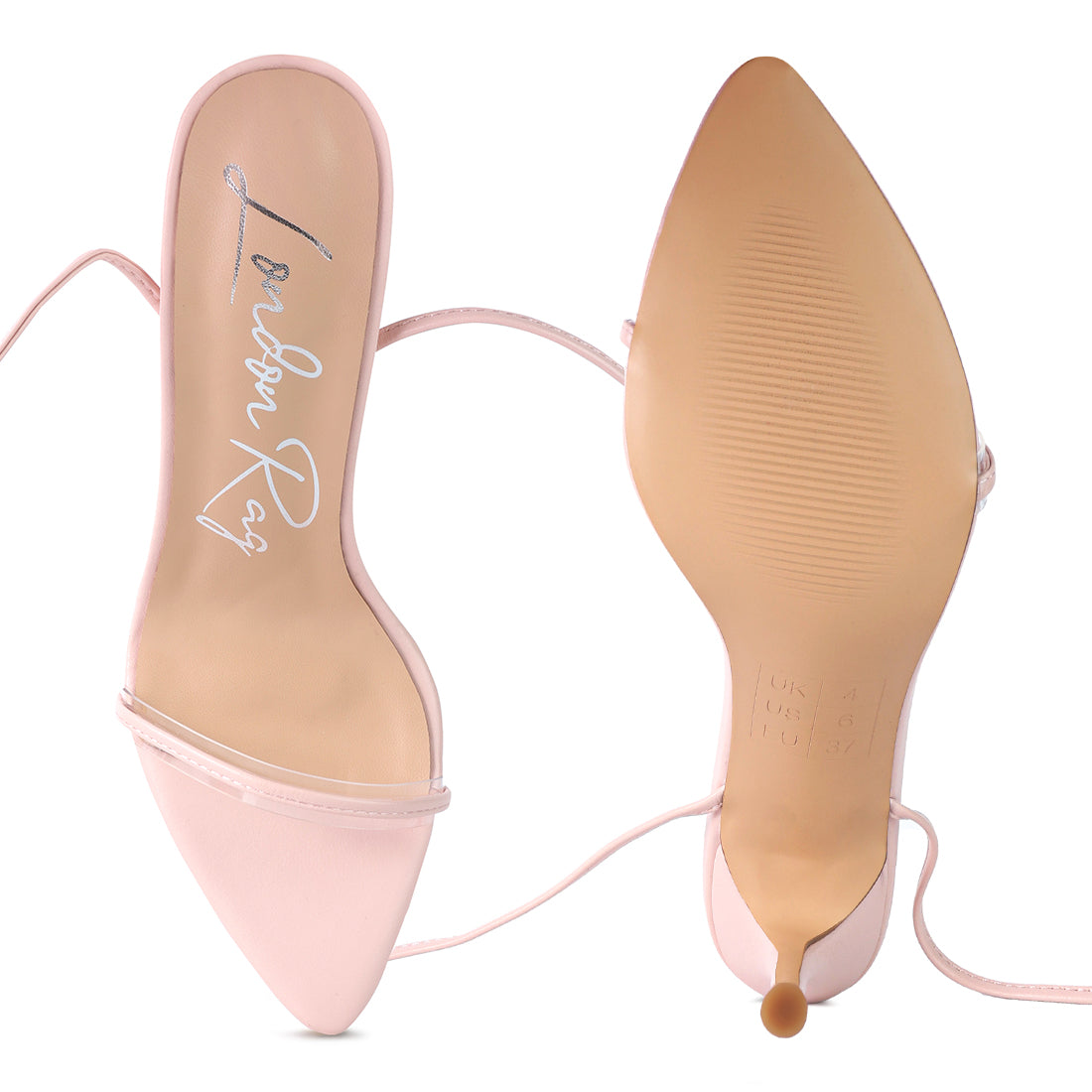 Pink High Heel Lace Up Sandals