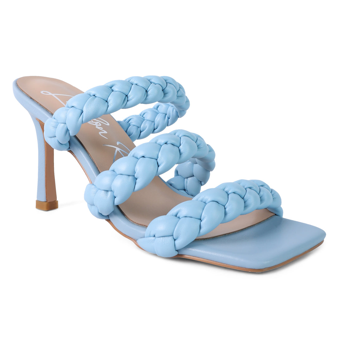 Blue Triple Braided Strap Heel