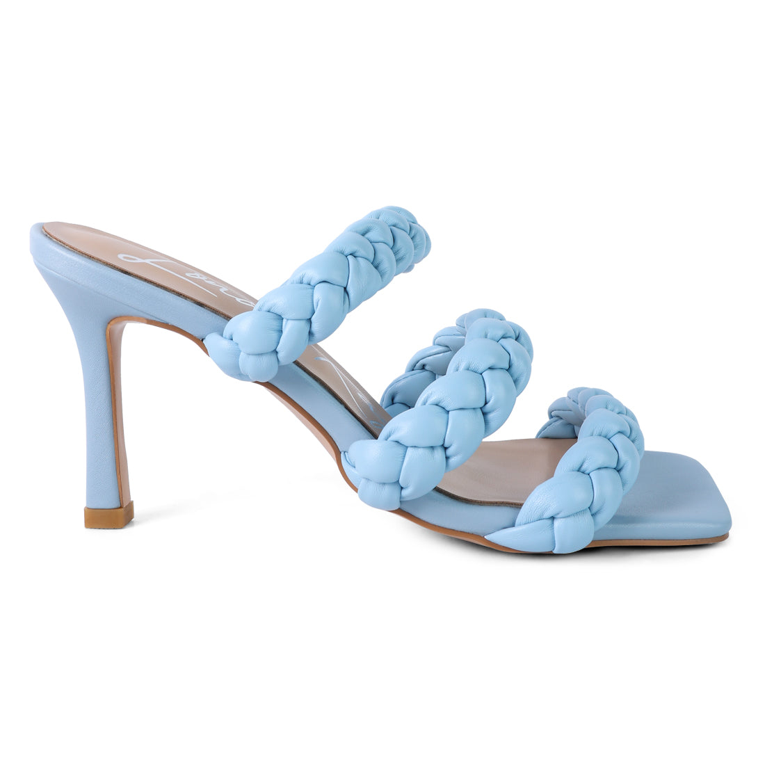 Blue Triple Braided Strap Heel